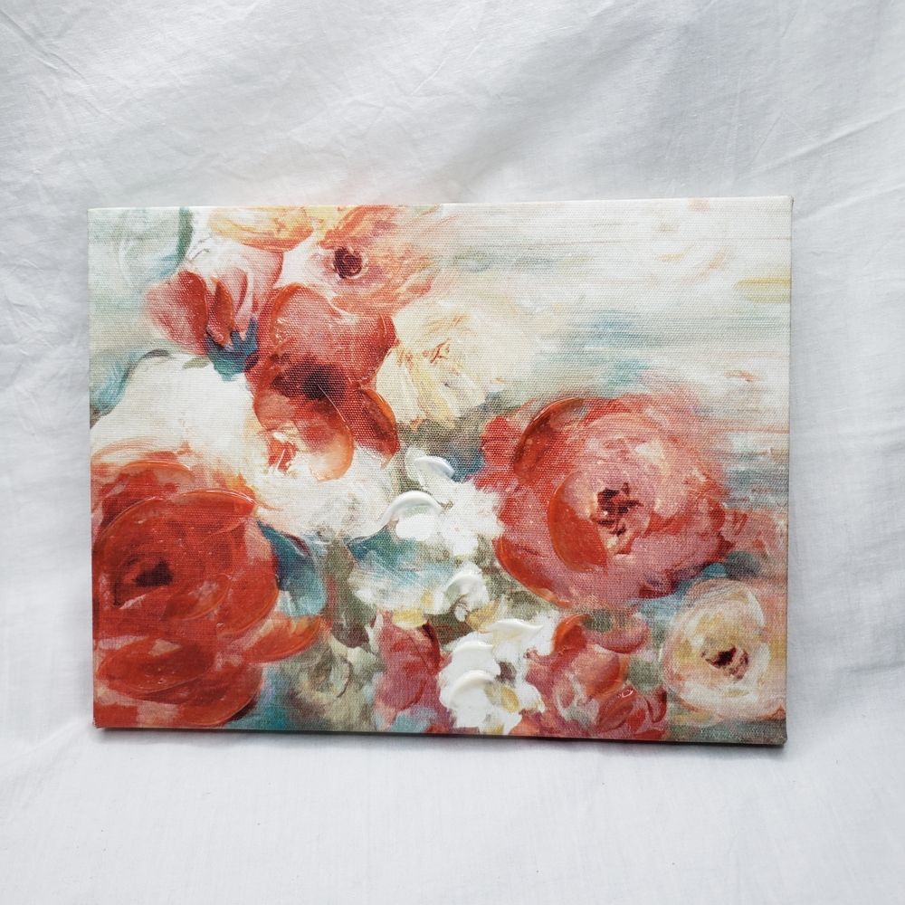 Small Floral Canvas Wall Art Faux Oilpaint Roses